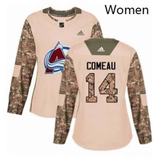 Womens Adidas Colorado Avalanche 14 Blake Comeau Authentic Camo Veterans Day Practice NHL Jersey